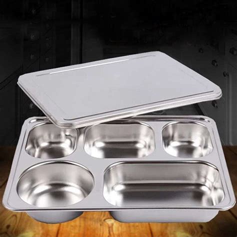 stainless steel divided lunch tray box cost|Stainless steel Snackle Box Container Portable Divided Serving .